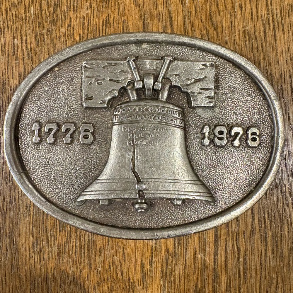 Vintage 1975 Bergamot Brass Works Belt Buckle 1776 -1976 Liberty Bell